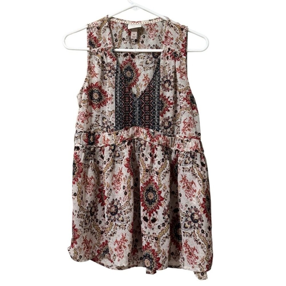 Knox Rose Sleeveless Boho Tunic Top Size Medium Lightweight Bohemian Hippie